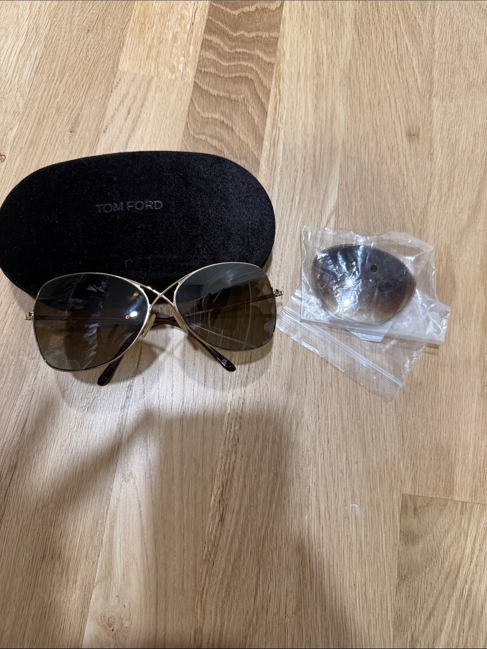 Tom Ford Colette Metal Frame Butterfly Sunglasses with Brown Gradient Lenses.